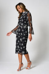 Roxanna Black Embellished Midi Dress