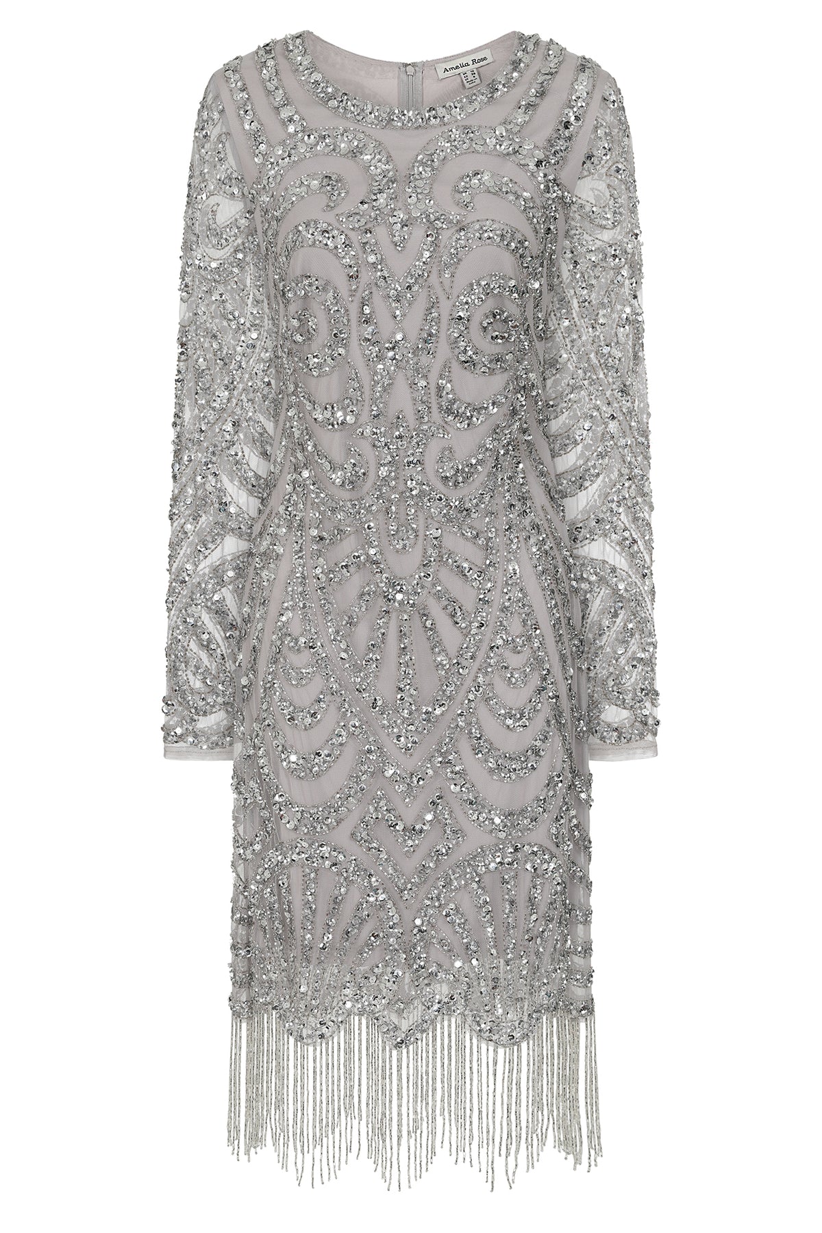 Roxie Embellished Shift Dress - Silver