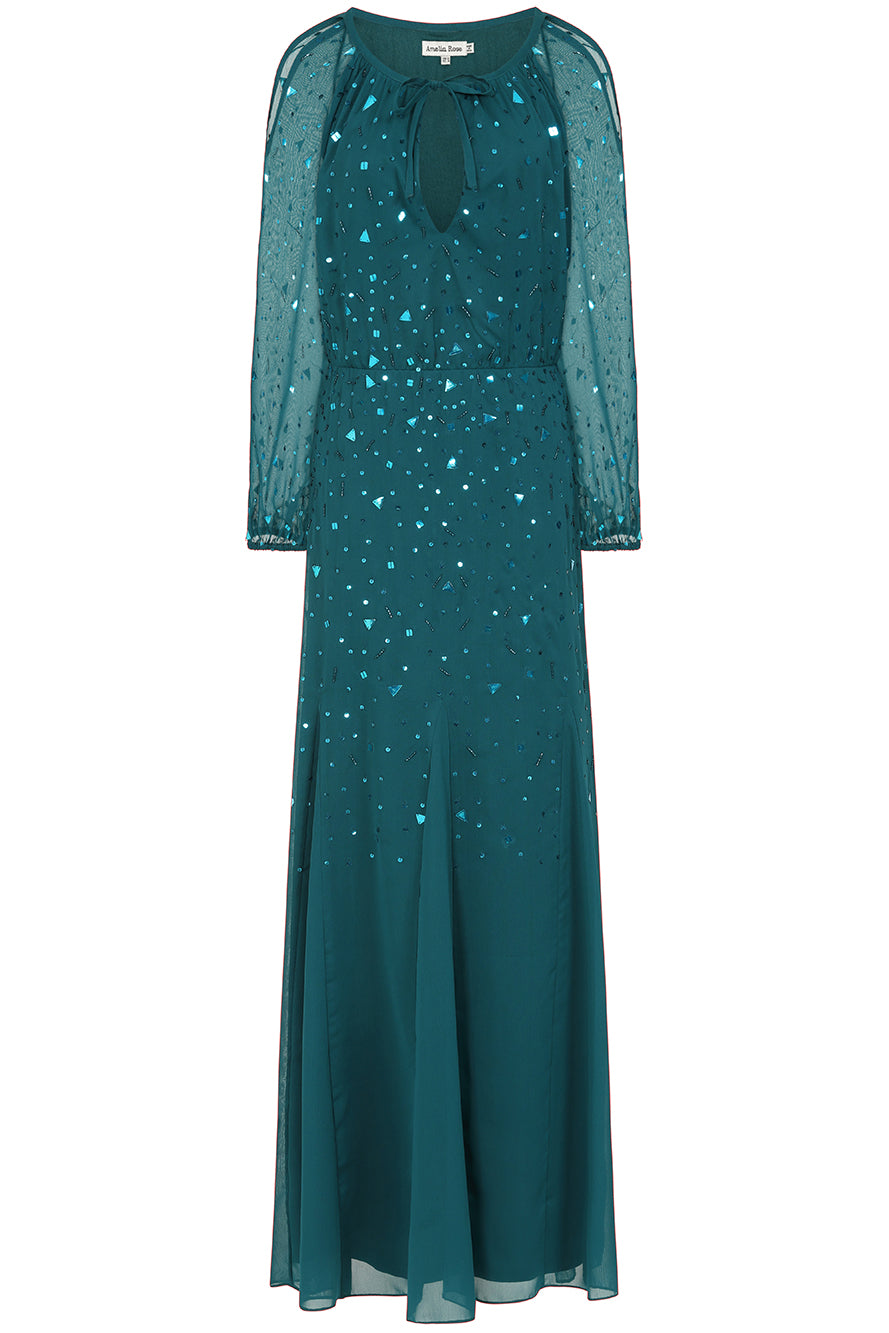 Ruth Green Embellished Maxi Dress 