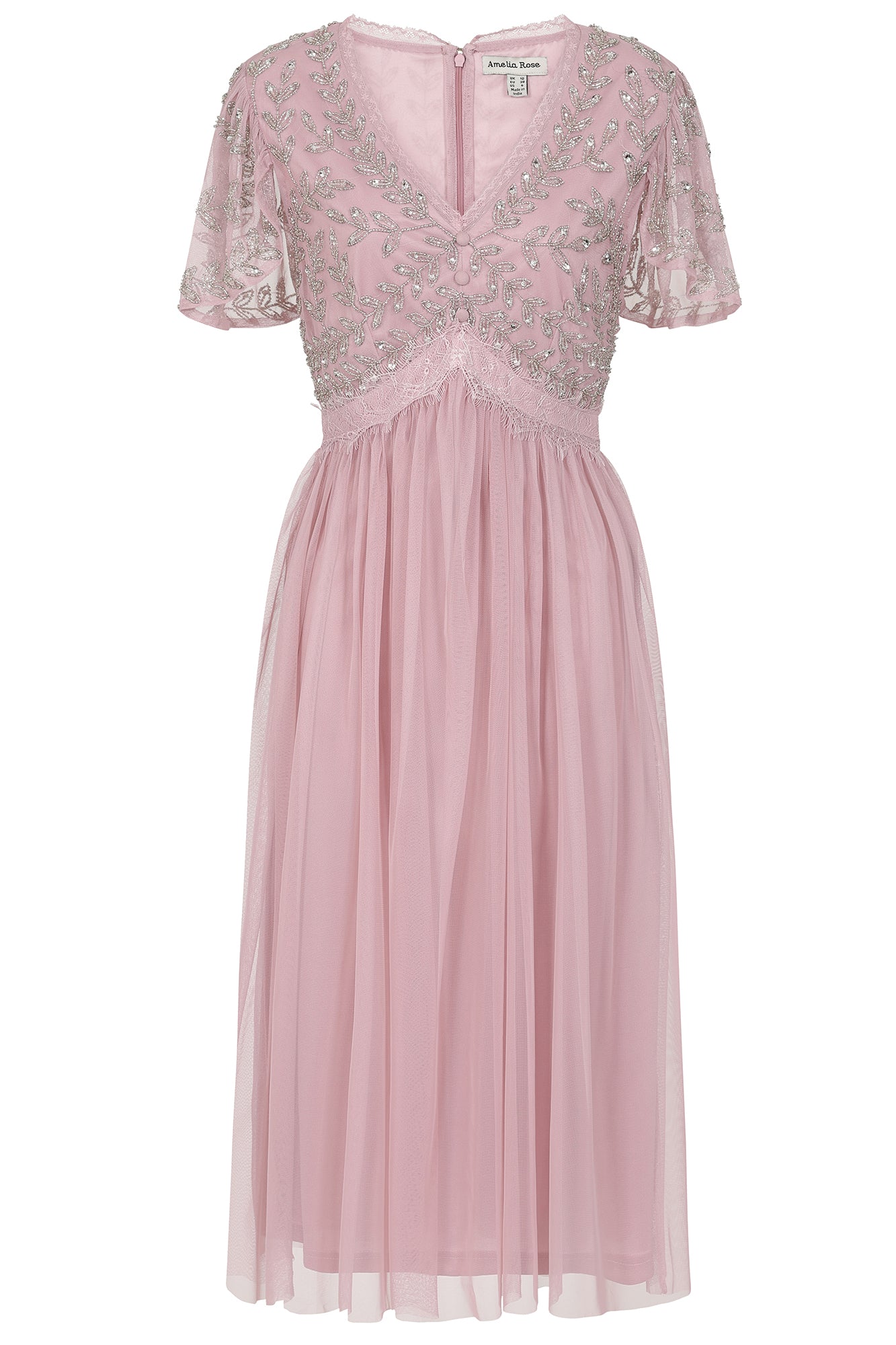 Ruth Violet Blush Embellished Midi Dress