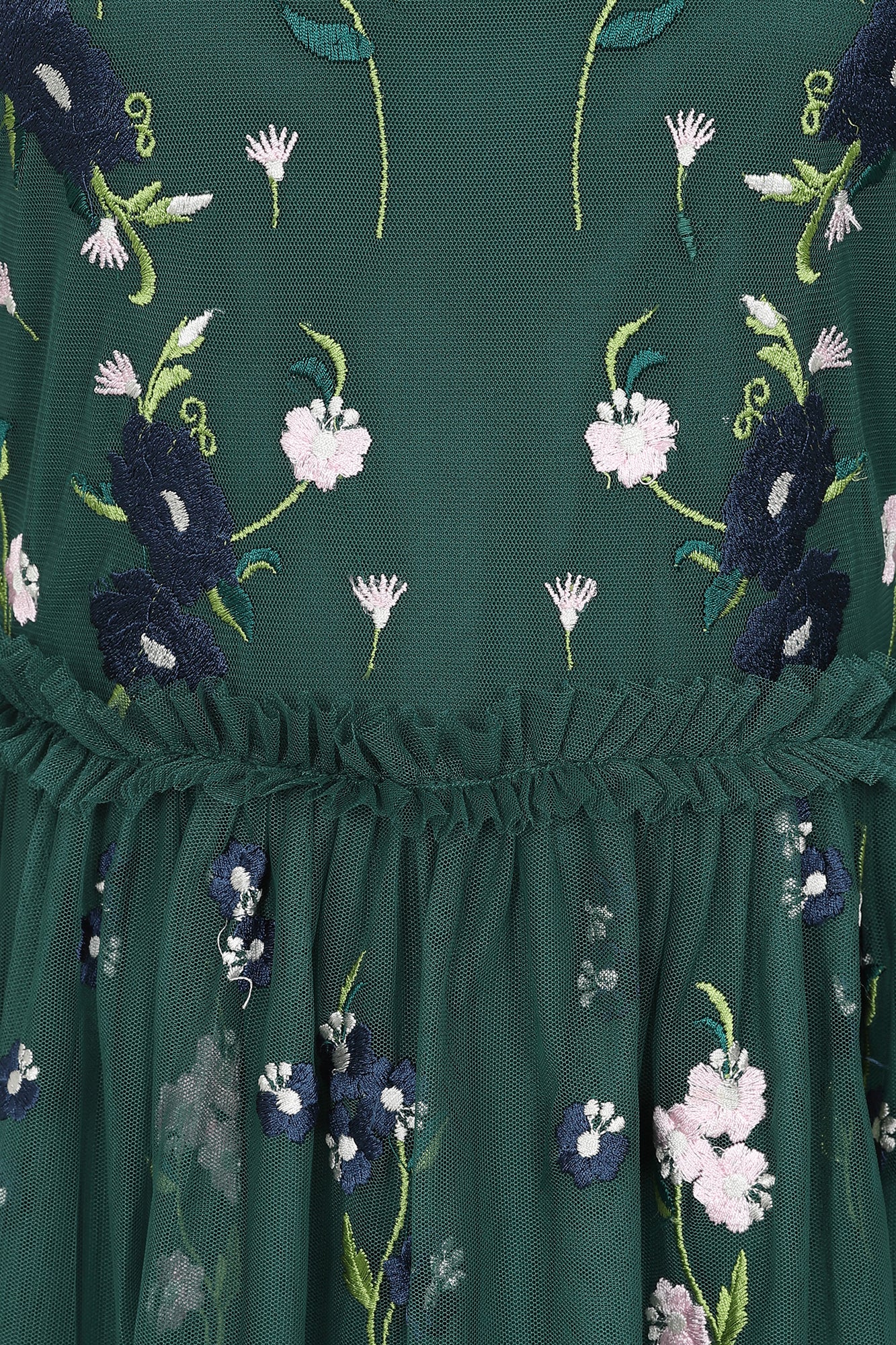 Rydia Floral Embroidered Maxi Dress - Alpine Green