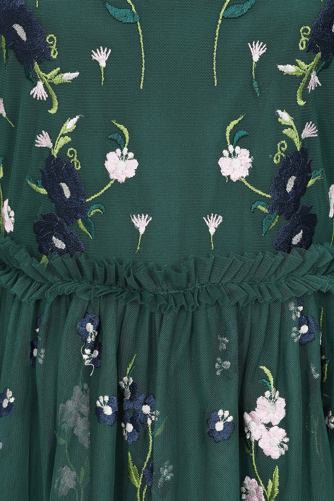 Rydia Floral Embroidered Maxi Dress - Alpine Green