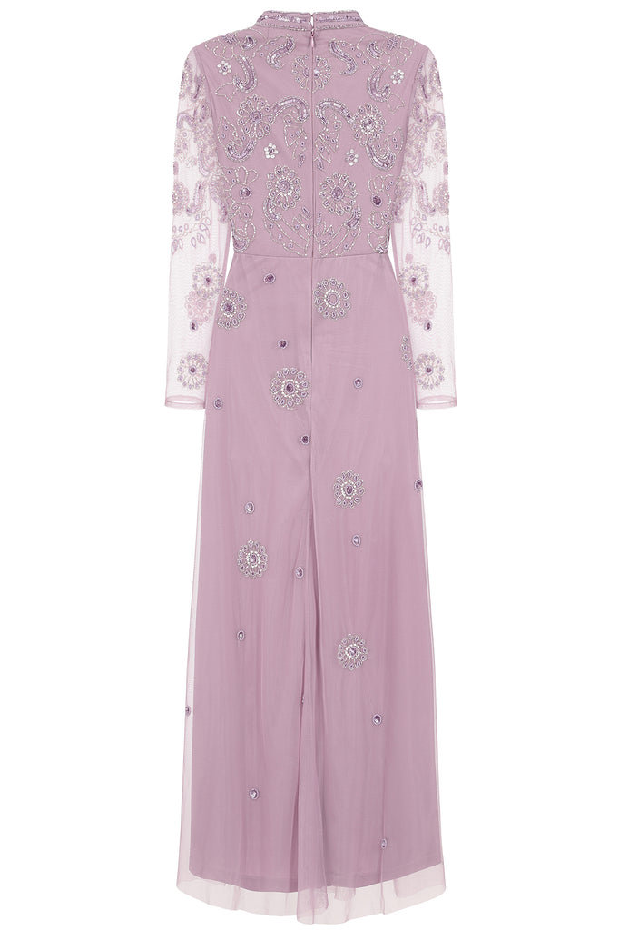 Sabina Embellished Maxi Dress in Lilac
