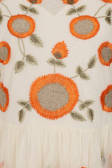 Saffron Cream Floral Embroidered Maxi Dress