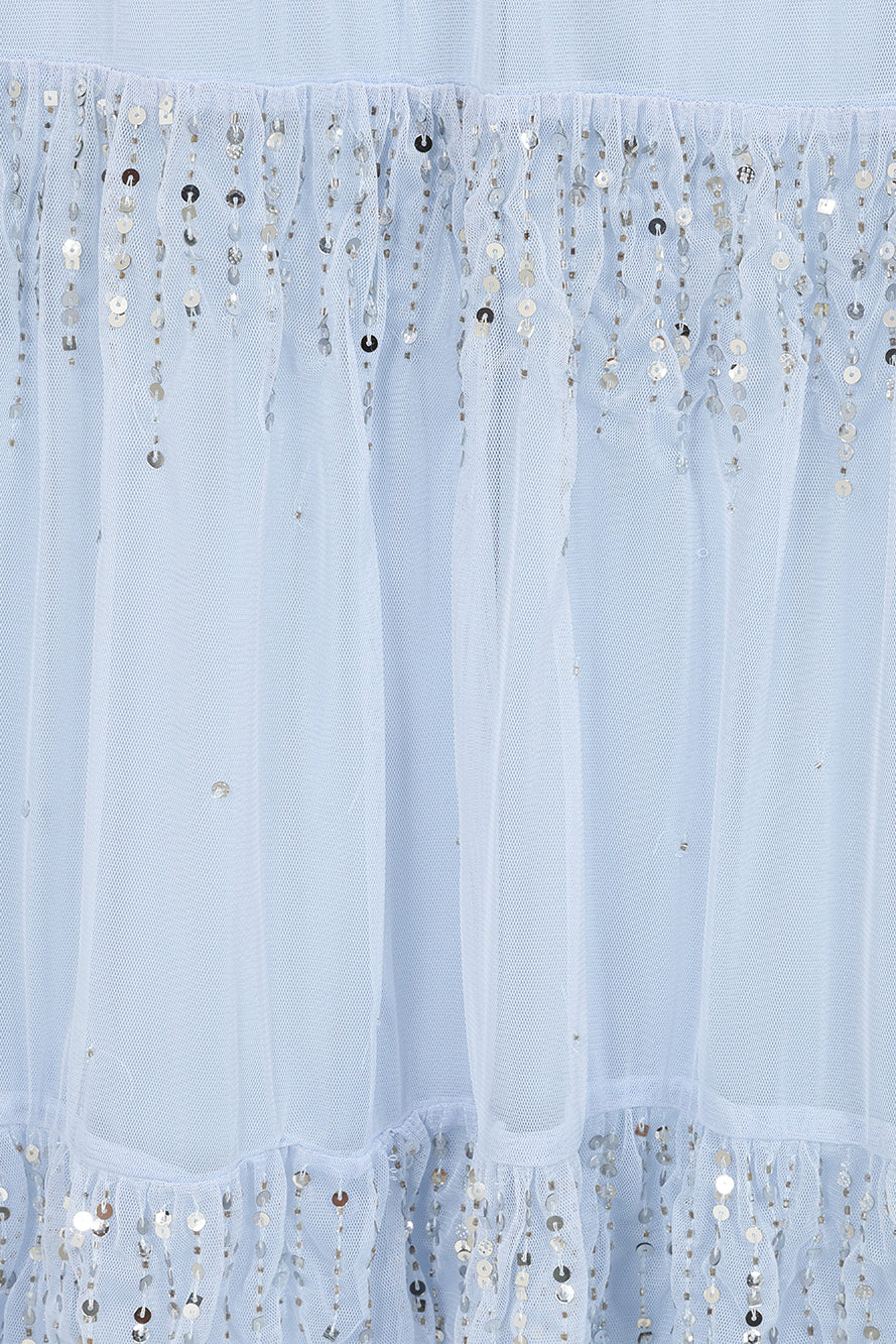 Sara Cosmic Sky Blue Sequin Maxi Dress