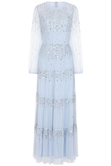Sara Cosmic Sky Blue Sequin Maxi Dress
