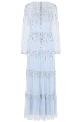 Sara Cosmic Sky Blue Sequin Maxi Dress