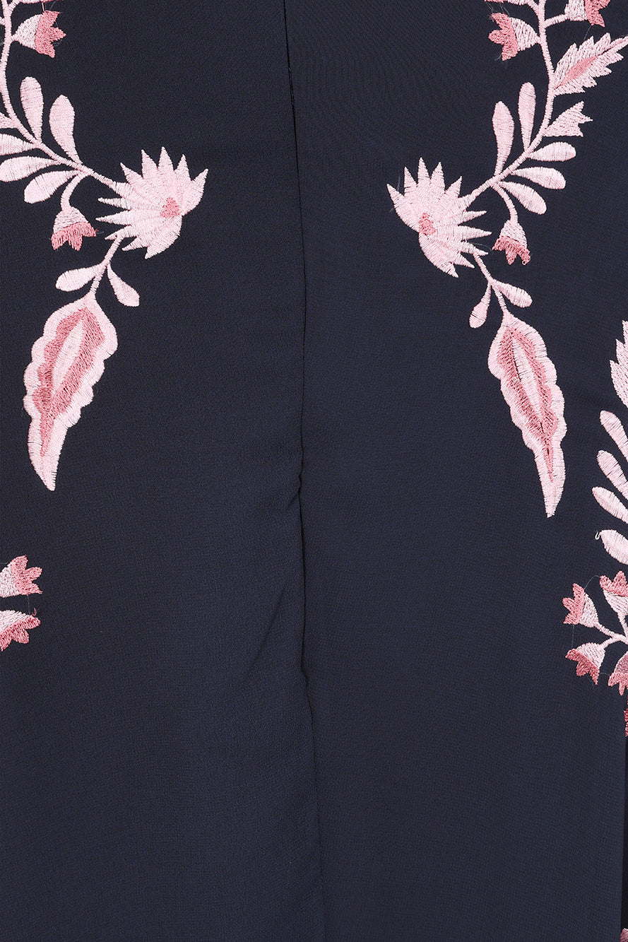 Sienna Navy Floral Embroidered Maxi Dress