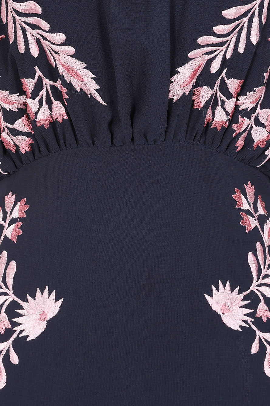 Sienna Navy Floral Embroidered Maxi Dress