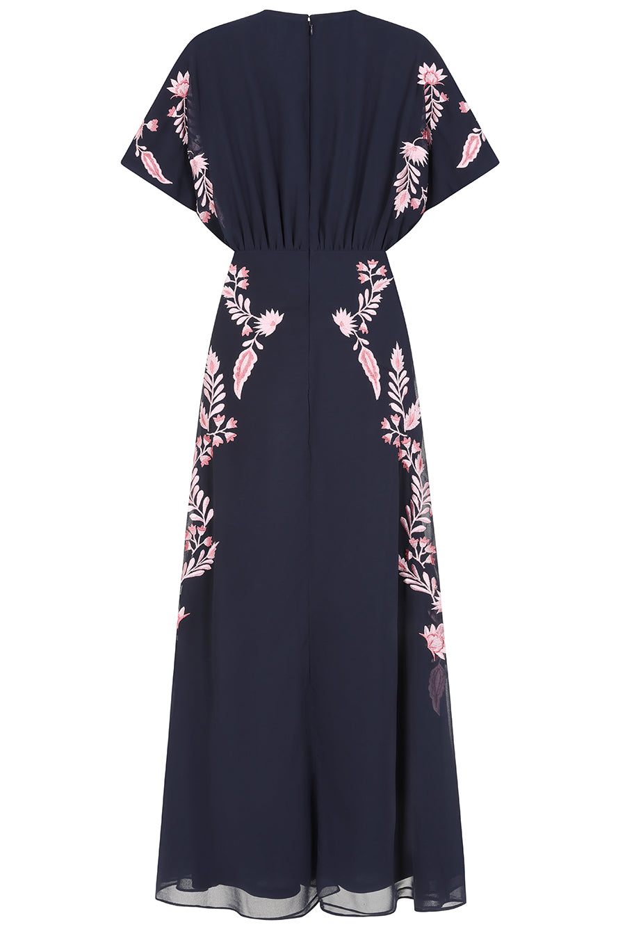 Sienna Navy Floral Embroidered Maxi Dress