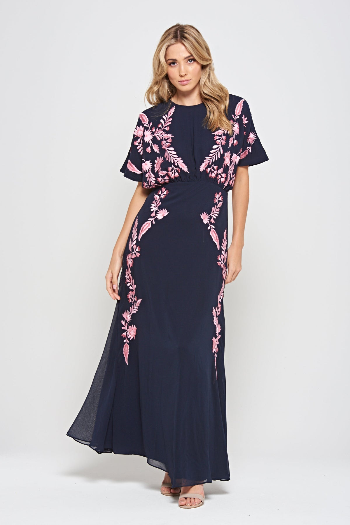 Sienna Navy Floral Embroidered Maxi Dress