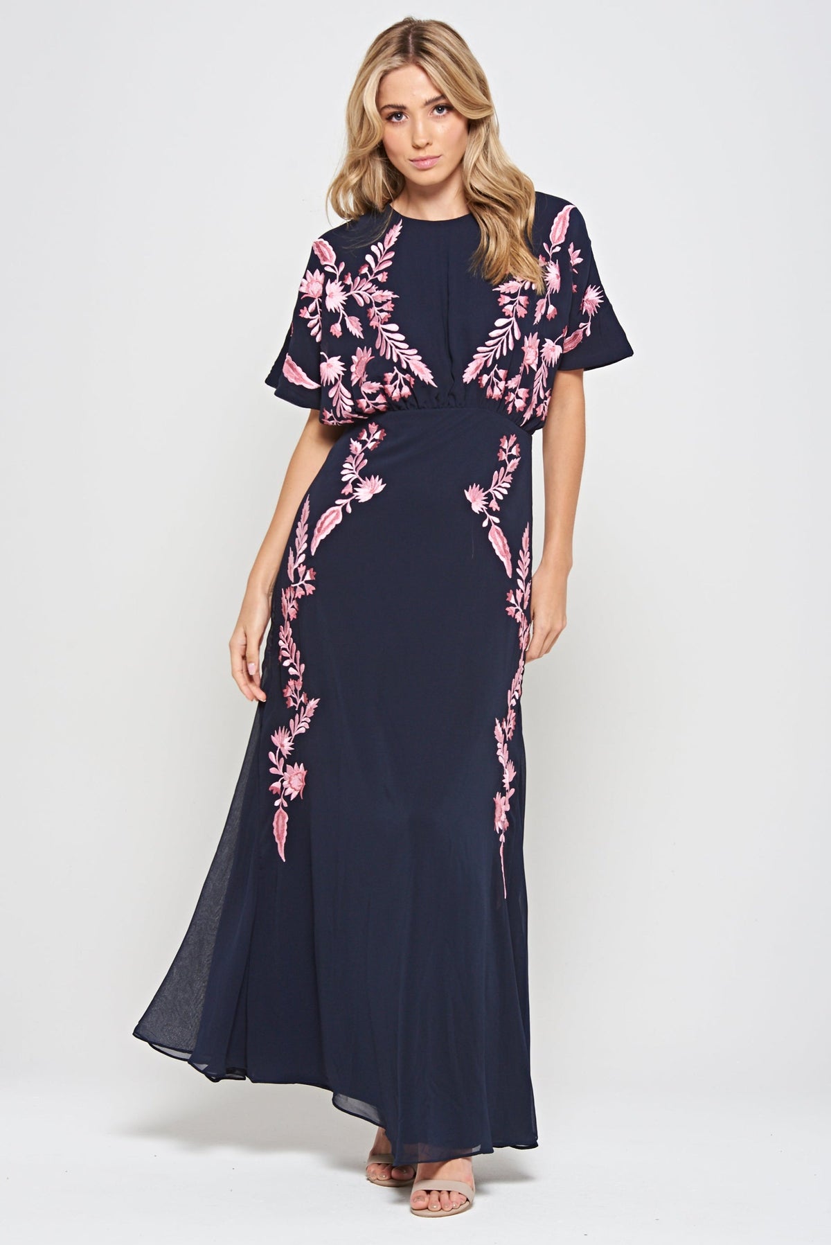 Sienna Navy Floral Embroidered Maxi Dress Frock and Frill Sienna Navy Floral Embroidered Maxi Dress Frock and Frill