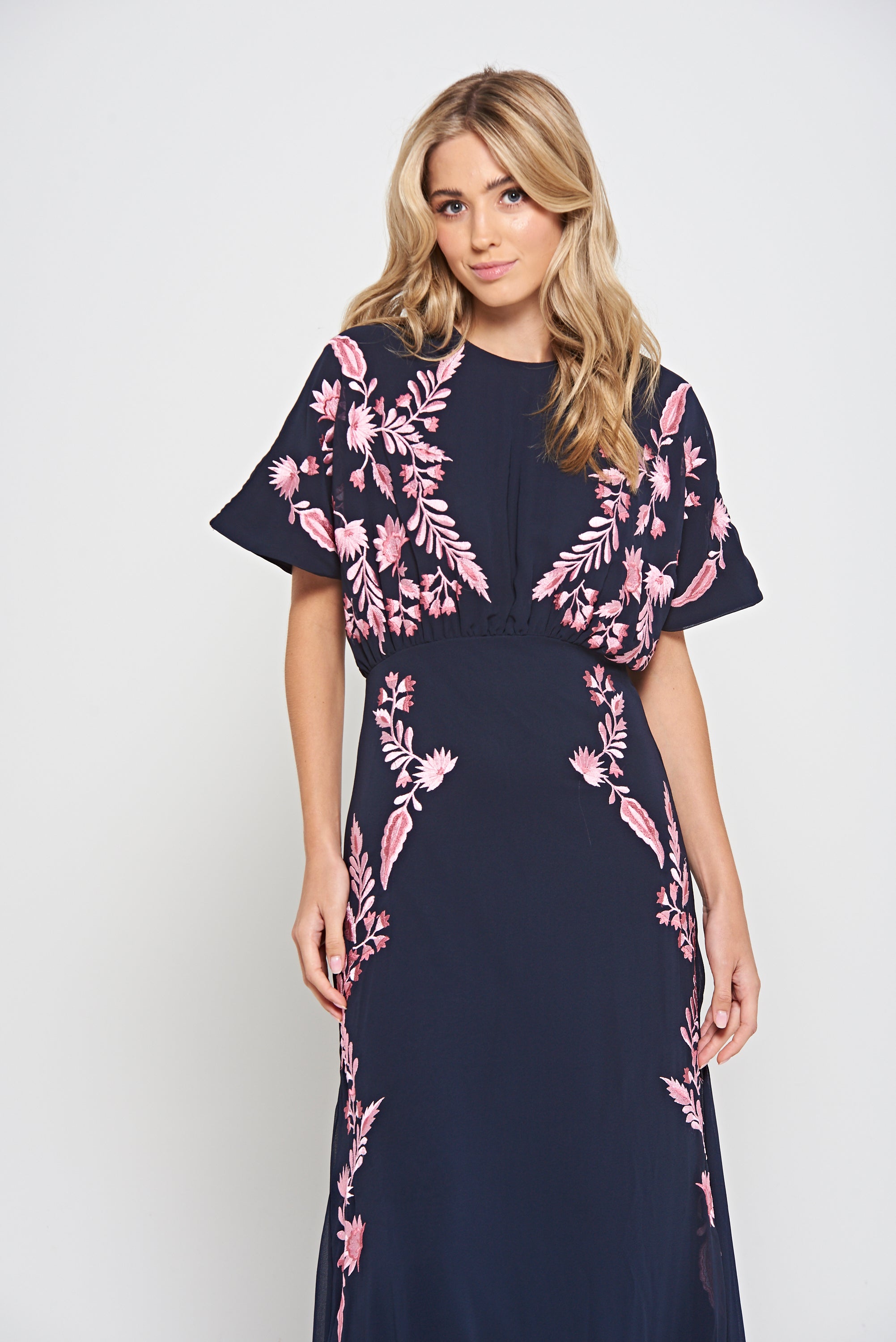 Sienna Navy Floral Embroidered Maxi Dress
