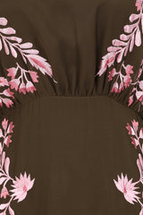 Sienna Olive Floral Embroidered Maxi Dress