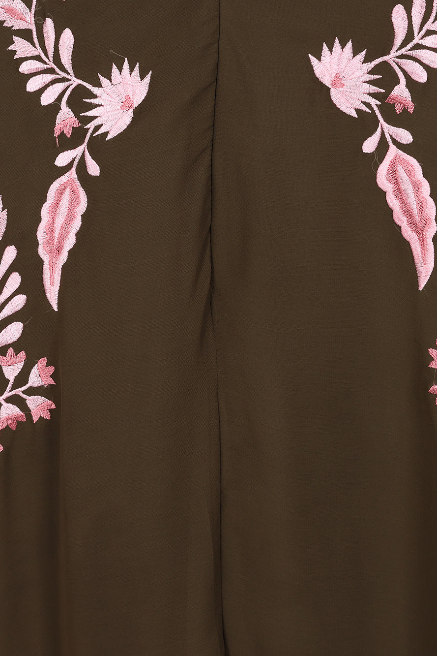 Sienna Olive Floral Embroidered Maxi Dress