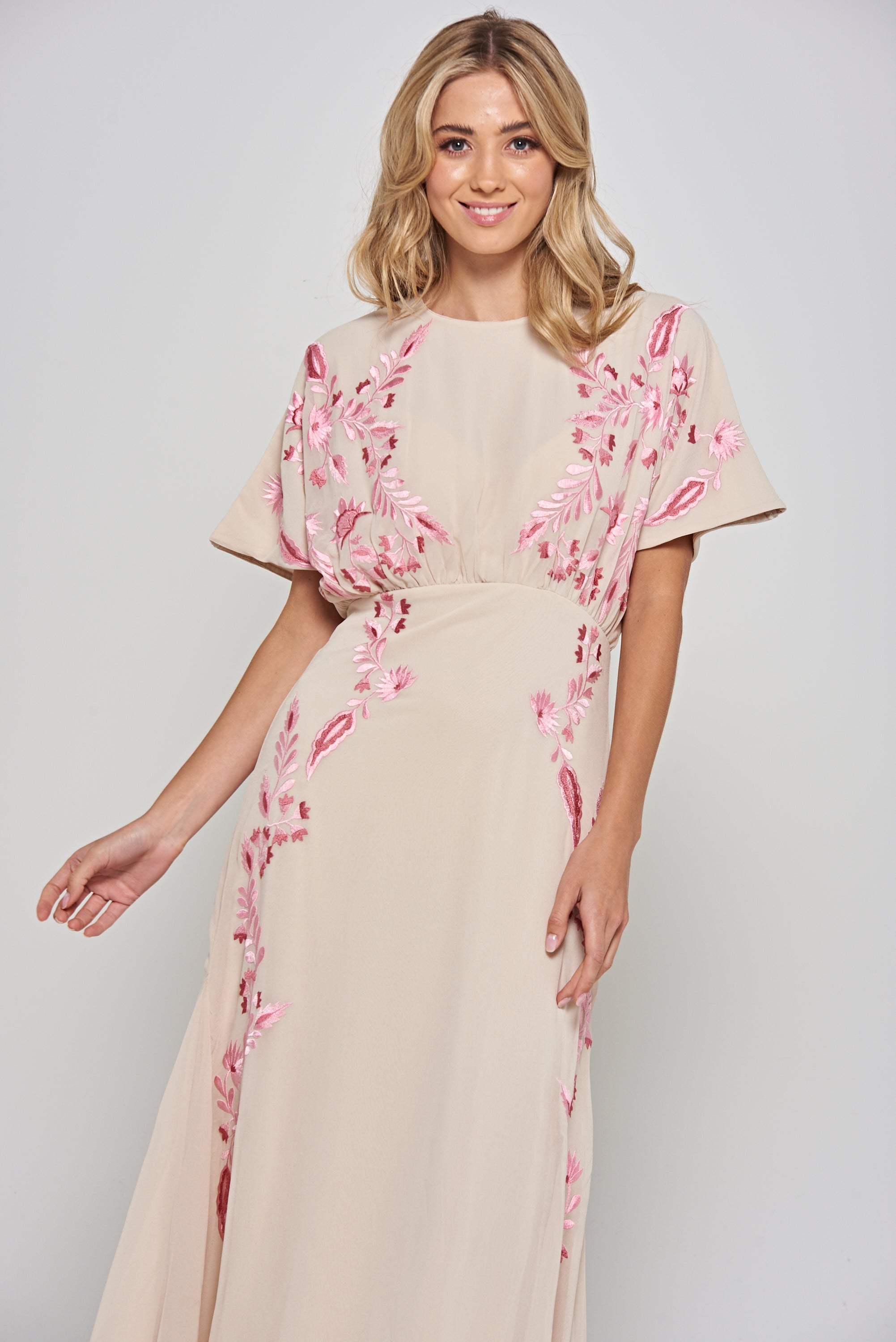 Sienna Shell Floral Embroidered Maxi Dress