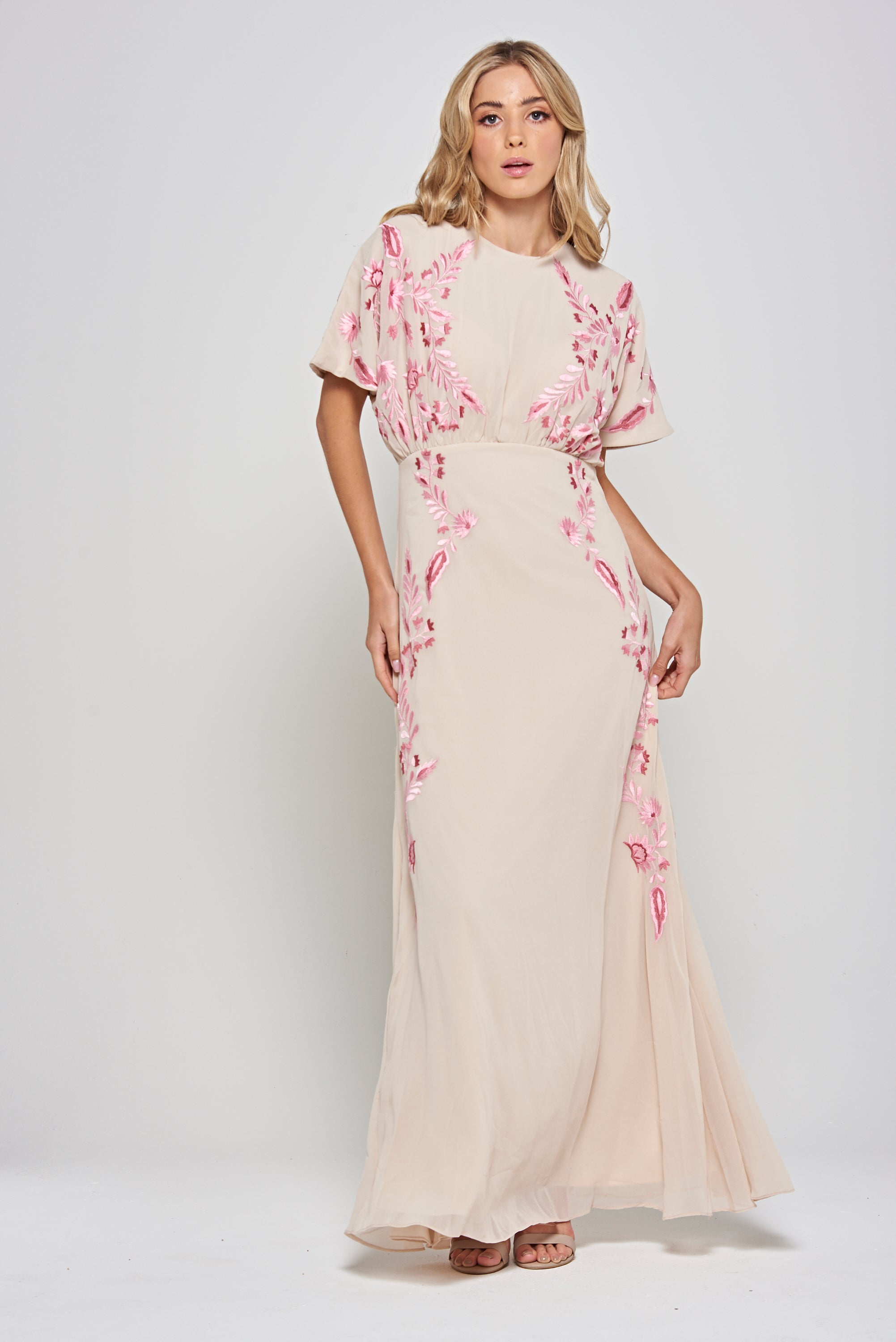 Sienna Shell Floral Embroidered Maxi Dress