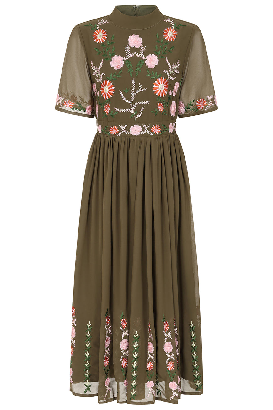 floral embroidered skater dress White 3D Floral Embroidered Skater Dress | Womens | Medium (Available in XS, S, L, XL) | 100% Polyester