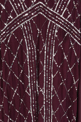 Simone Fig Sequin Cape Sleeve Maxi Dress