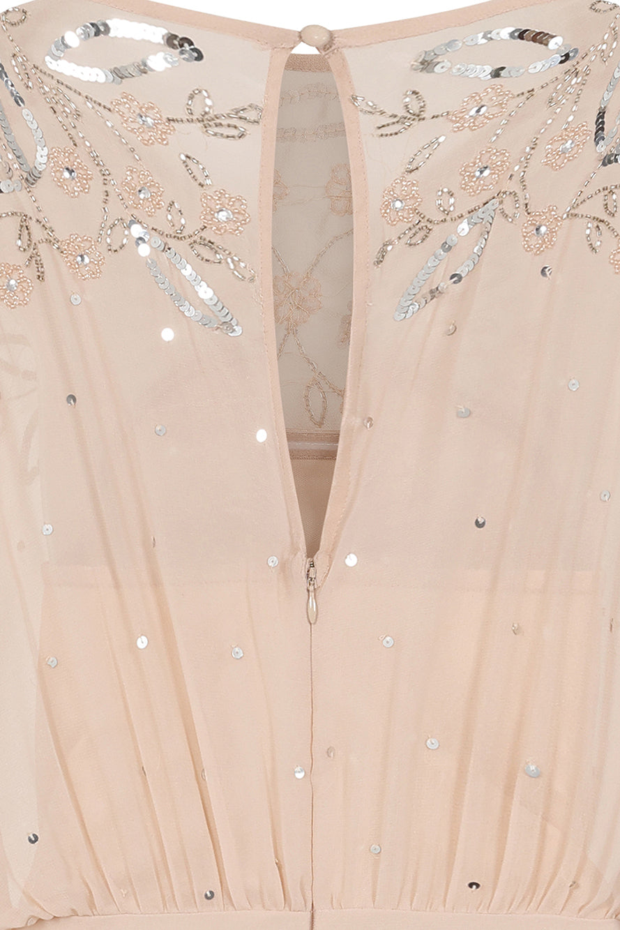 Solana Nude Embellished Maxi Dress