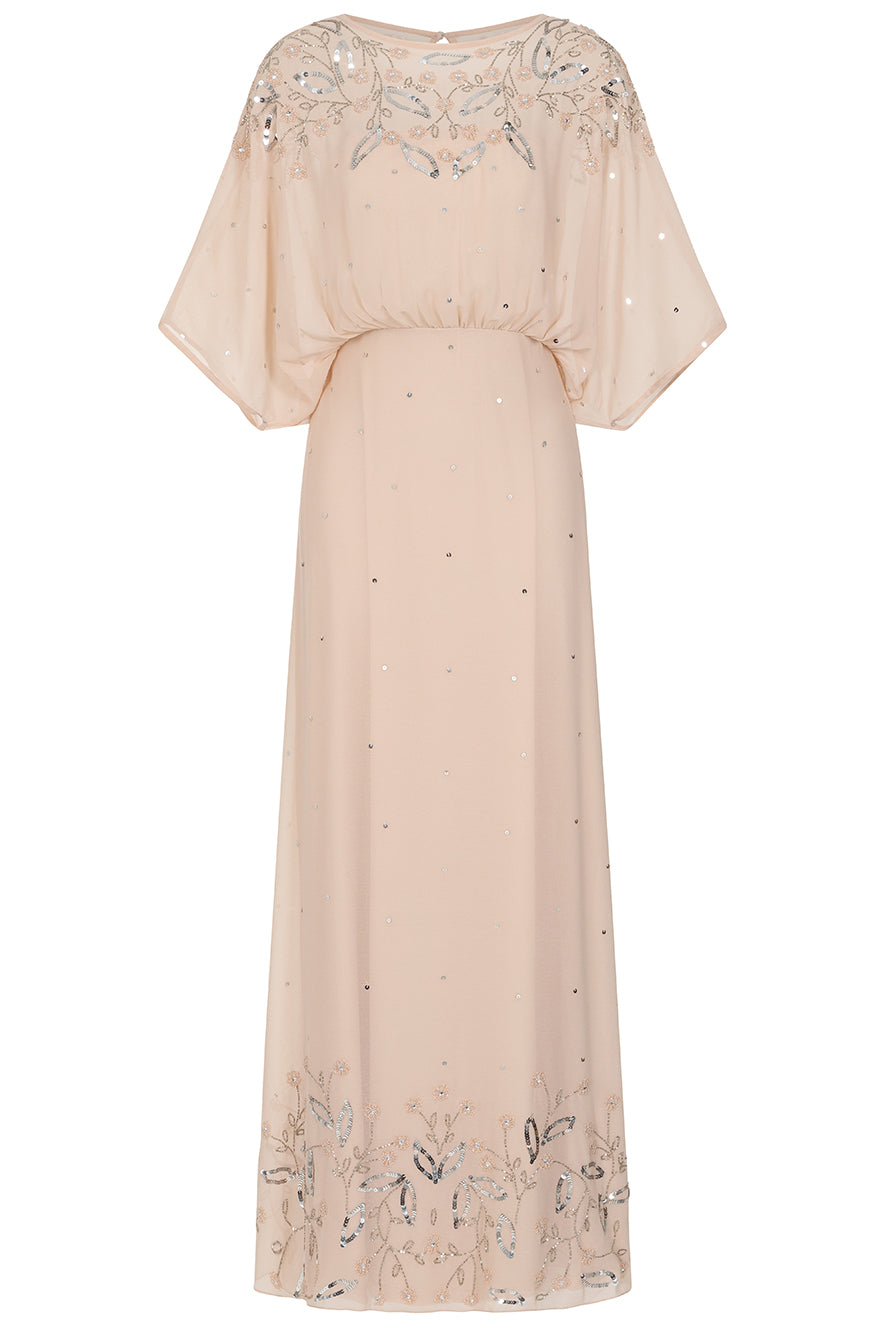 Solana Nude Embellished Maxi Dress