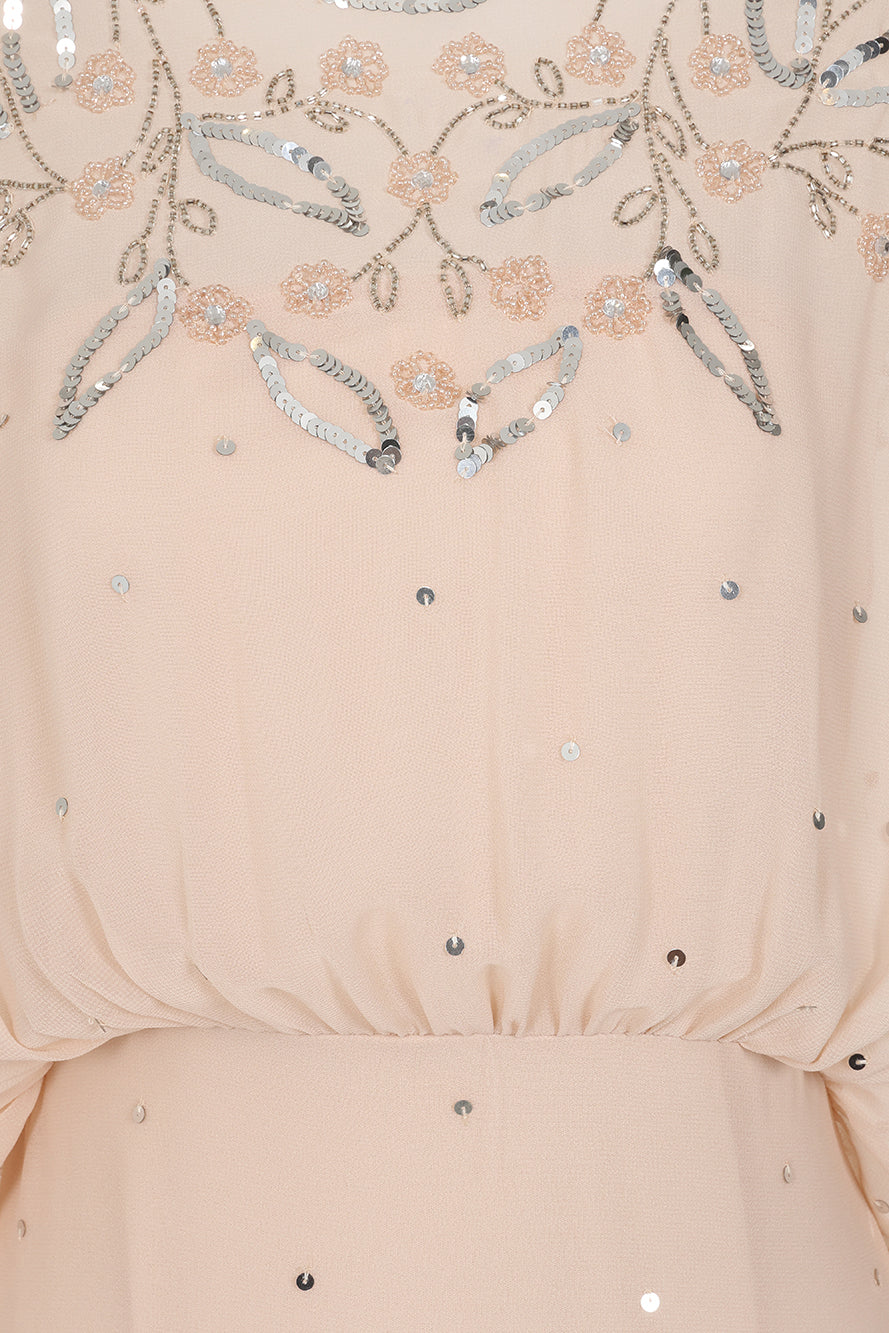 Solana Nude Embellished Maxi Dress