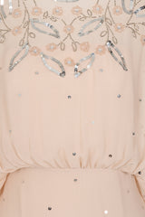 Solana Nude Embellished Maxi Dress