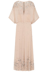 Solana Nude Embellished Maxi Dress