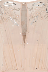 Solana Nude Embellished Maxi Dress