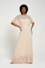 Solana Nude Embellished Maxi Dress