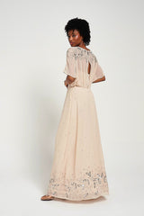 Solana Nude Embellished Maxi Dress