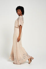 Solana Nude Embellished Maxi Dress
