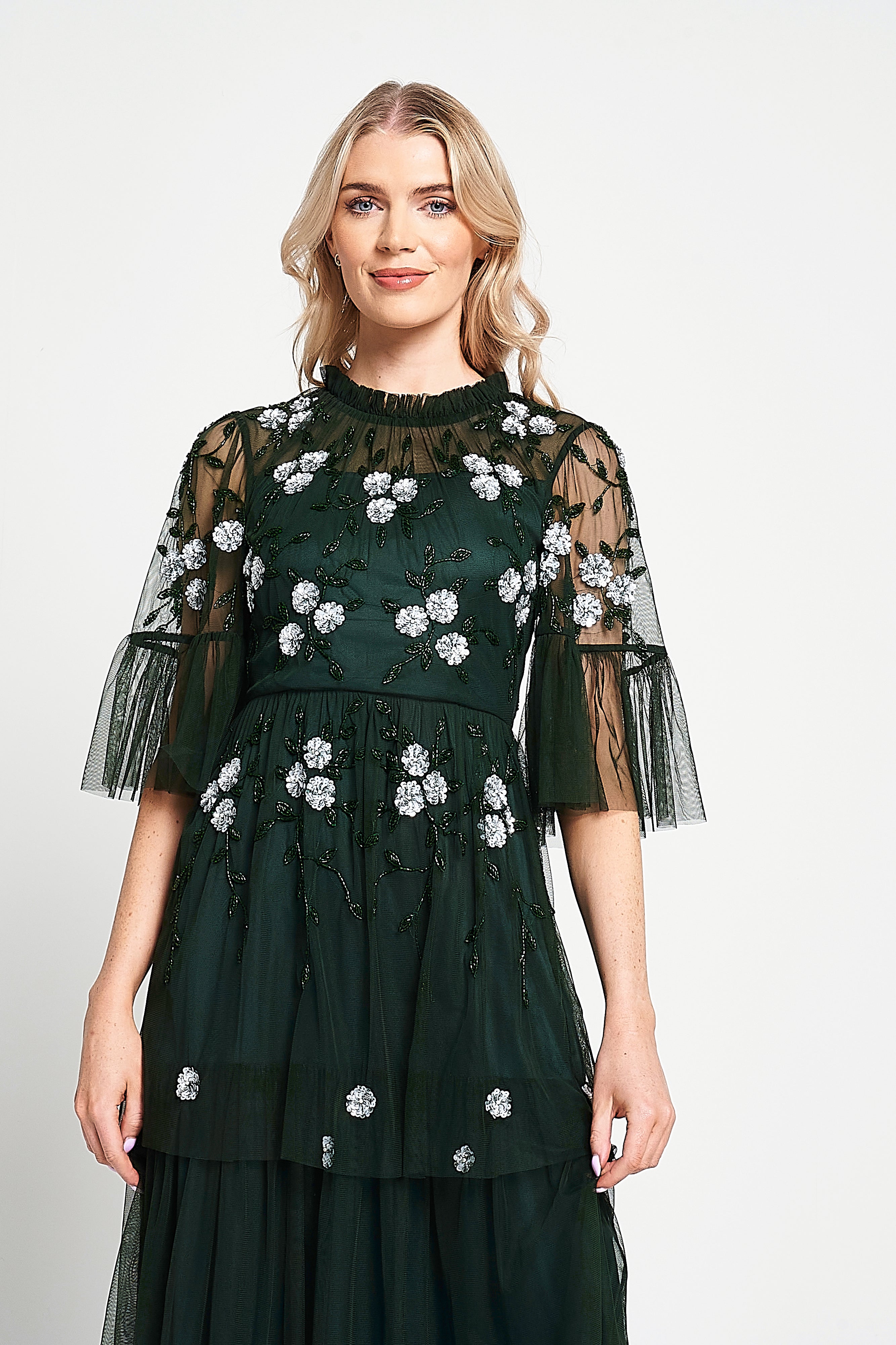 Suki Green Floral Embellished Maxi Dress Frock and Frill Suki Green Floral Embellished Maxi Dress Frock and Frill