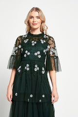 Suki Green Floral Embellished Maxi Dress