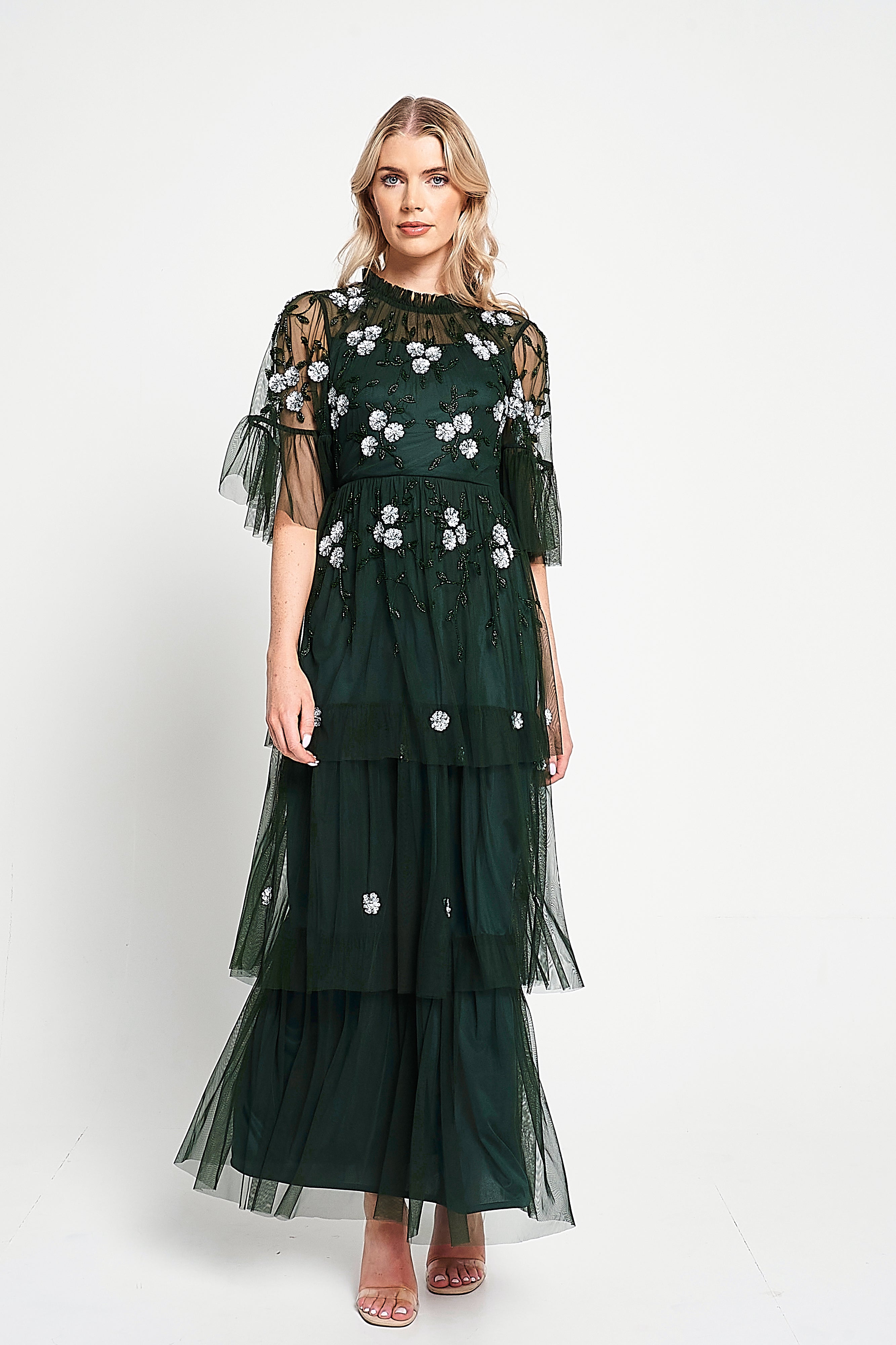 Suki Green Floral Embellished Maxi Dress Frock and Frill Suki Green Floral Embellished Maxi Dress Frock and Frill