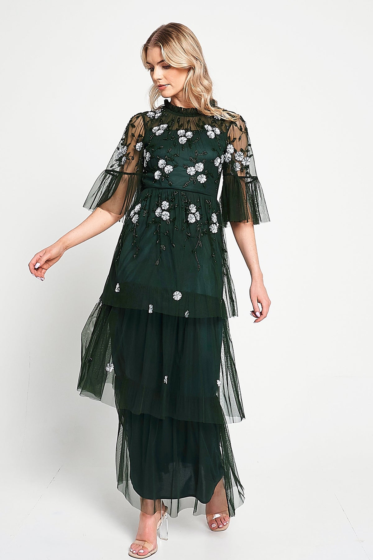 Suki Green Floral Embellished Maxi Dress Frock and Frill Suki Green Floral Embellished Maxi Dress Frock and Frill