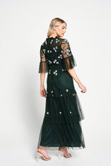 Suki Green Floral Embellished Maxi Dress