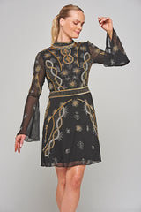 Susanna Embellished Mini Dress - Black