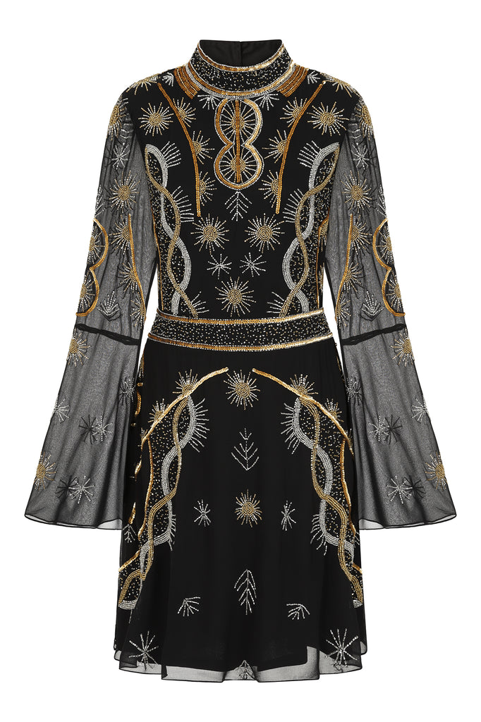 Susanna Embellished Mini Dress - Black