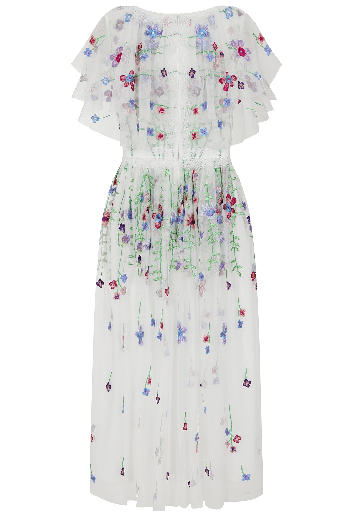 white floral print midi dress Cotton Ivory White Floral Midi Sundress with Pockets Ivory White / Medium