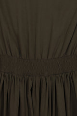 Taina Olive Floral Embroidered Midi Dress