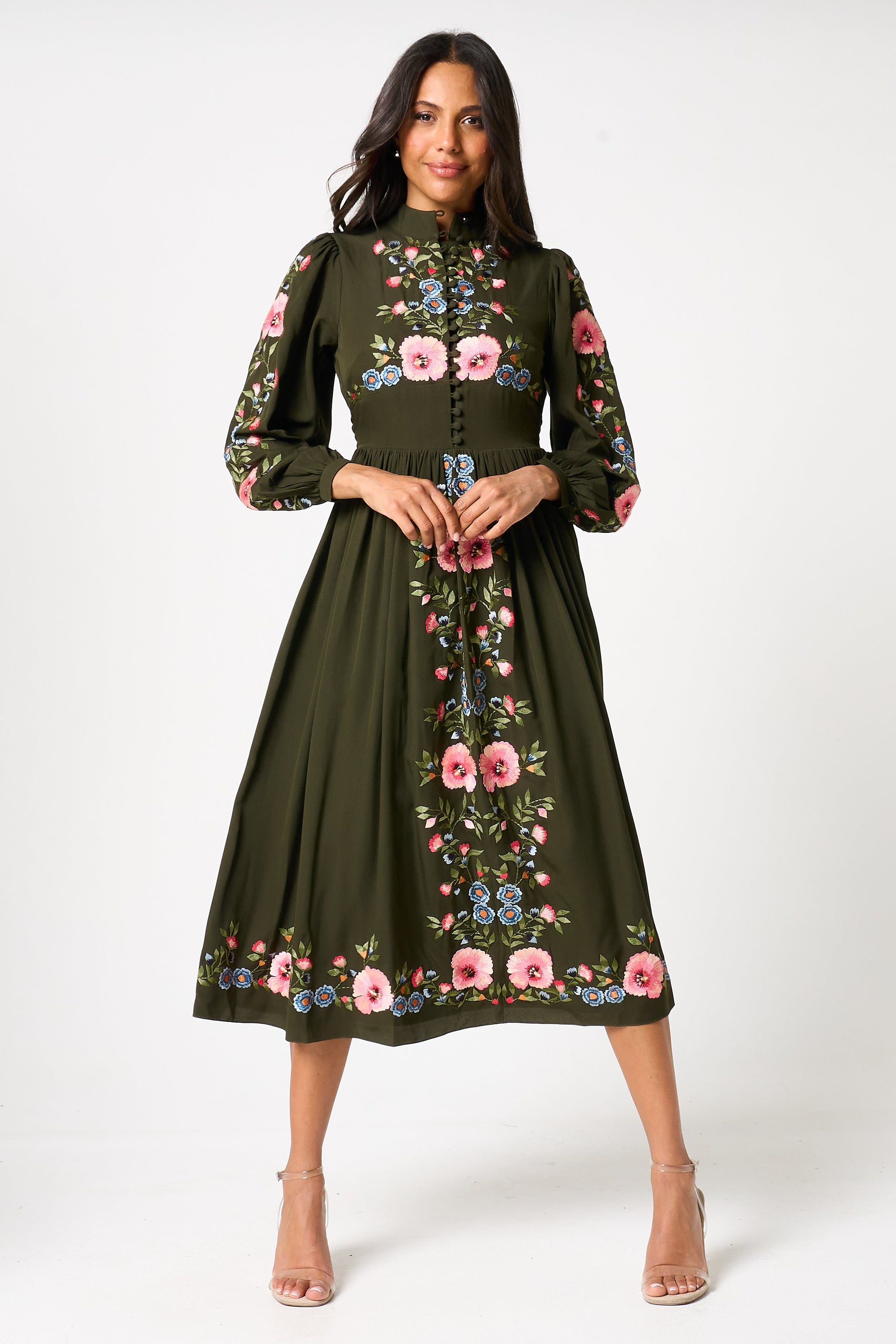 chinese dress ladies Isabel Embroidered Maxi Dress Blue / XL