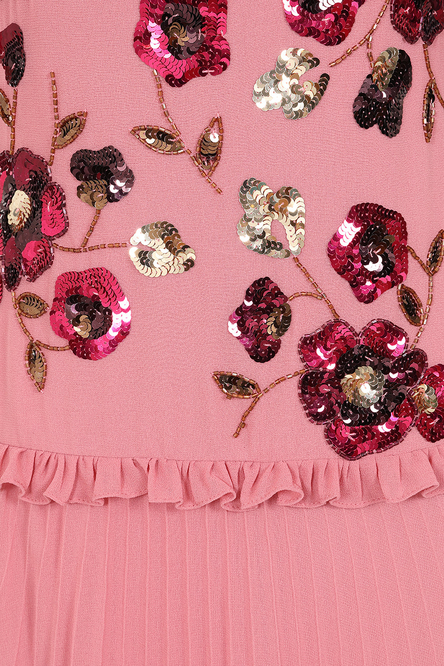 Teresa Pink Floral Embellished Maxi Dress