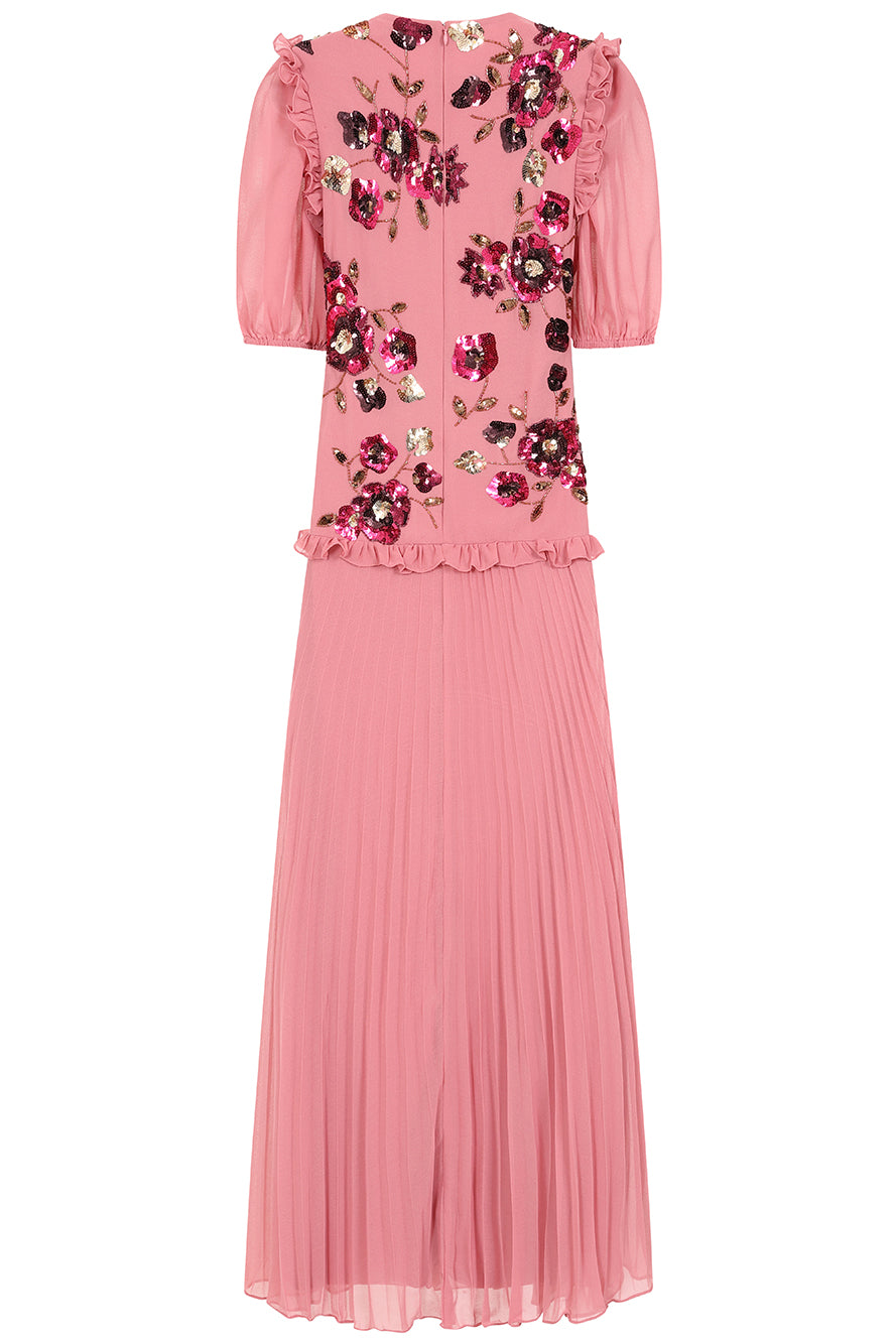 Teresa Pink Floral Embellished Maxi Dress