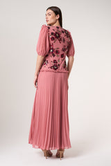 Teresa Pink Floral Embellished Maxi Dress