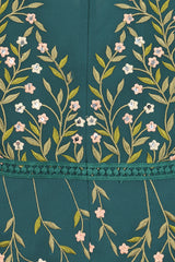 Thalia Green Embroidered Maxi Dress with Cape Sleeves