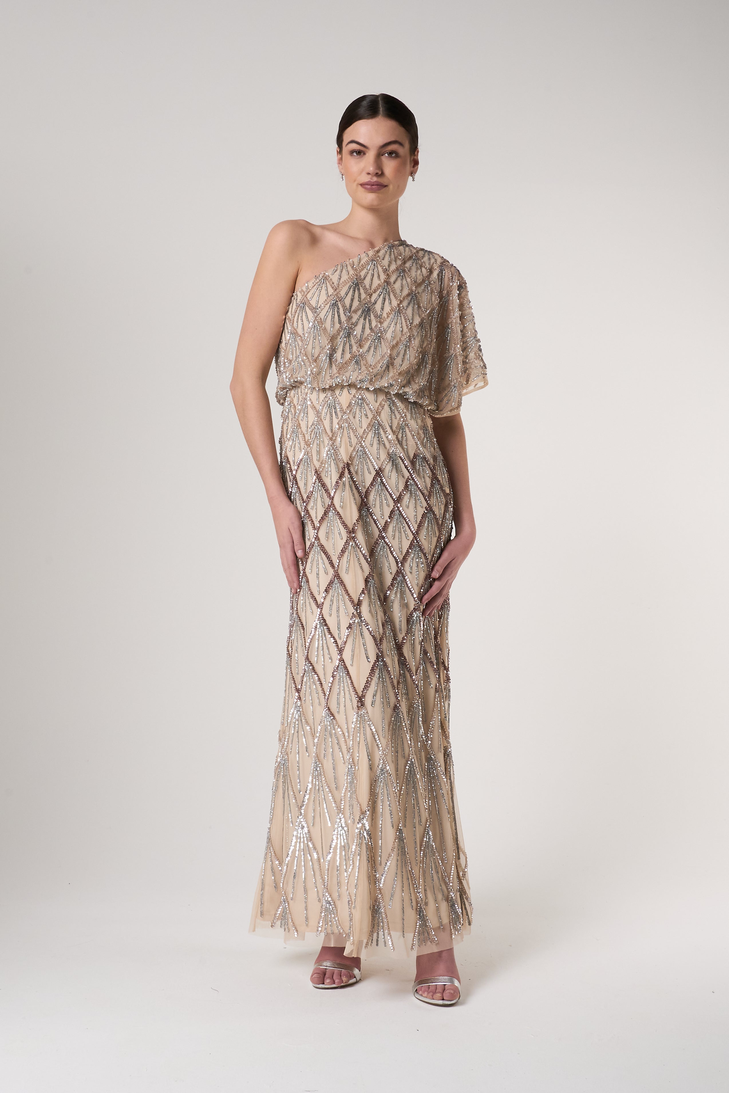 Theodora Embellished One Shoulder Maxi Dress Frock and Frill Theodora Embellished One Shoulder Maxi Dress Frock and Frill