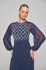 Valerie Embellished Maxi Dress - Navy