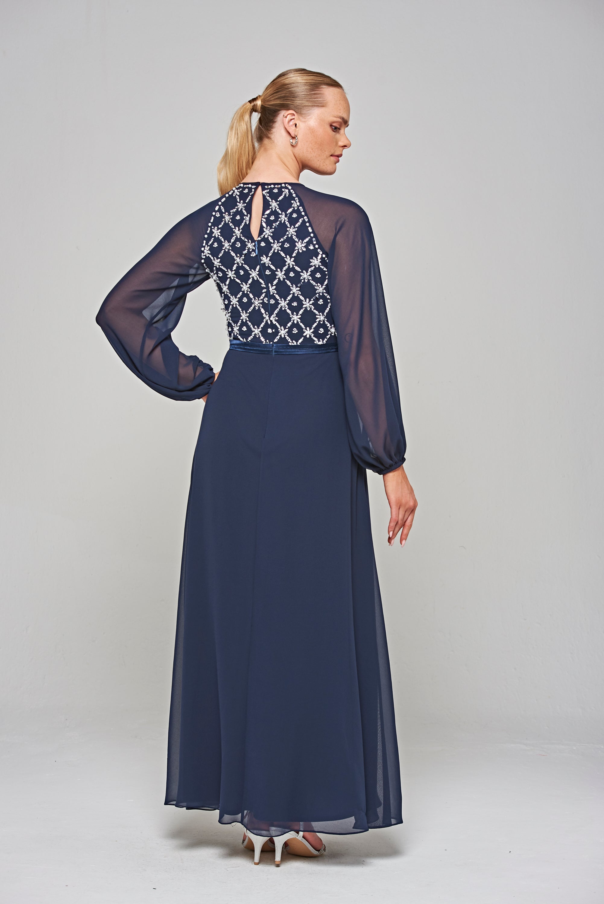 Valerie Embellished Maxi Dress - Navy