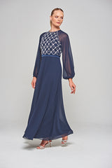 Valerie Embellished Maxi Dress - Navy